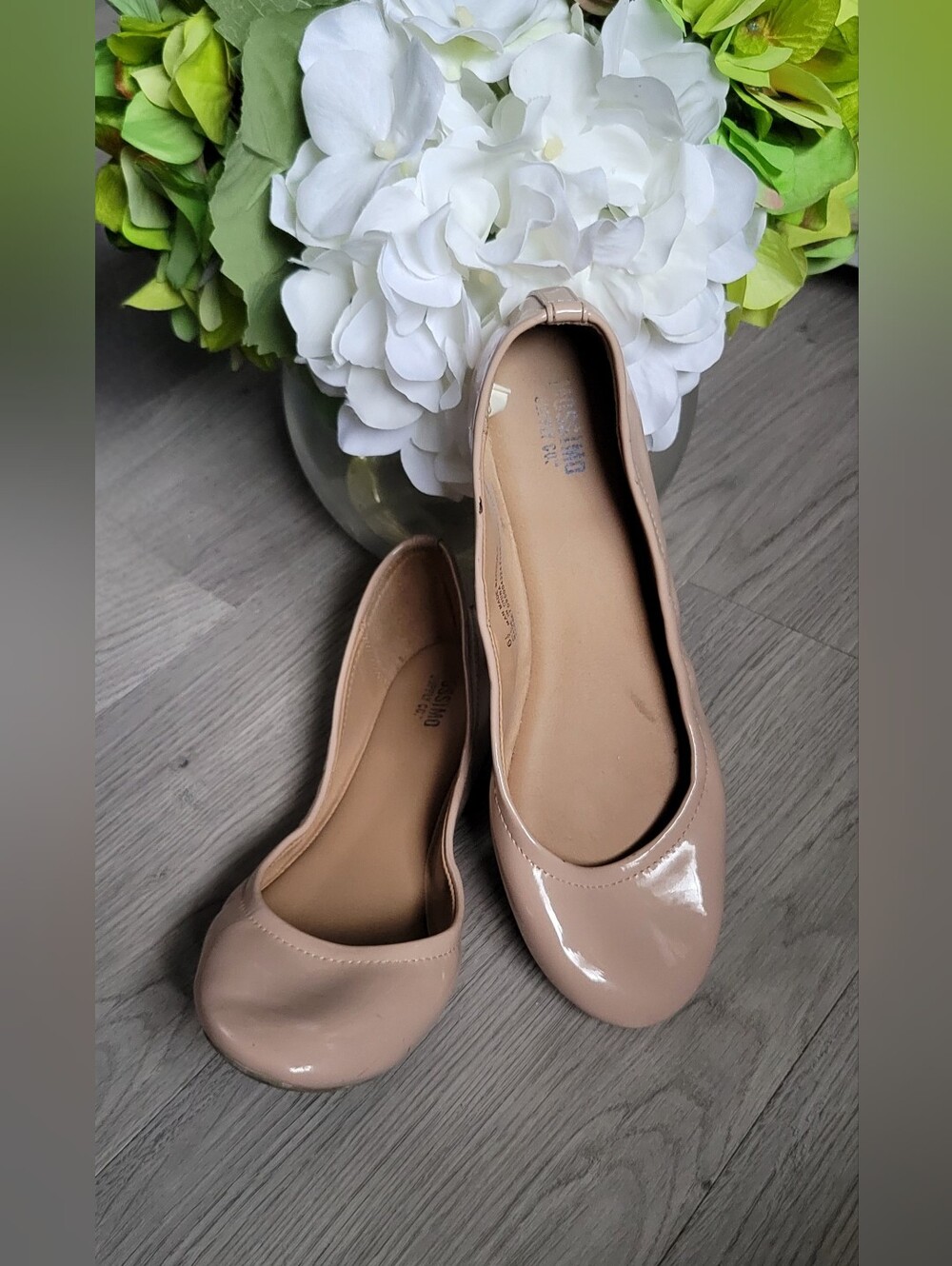 Mossimo Glossy Patent Leather Nude Cream Round Toe Ballet Flats, US 6.5 EU 37 - Picture 3 of 14